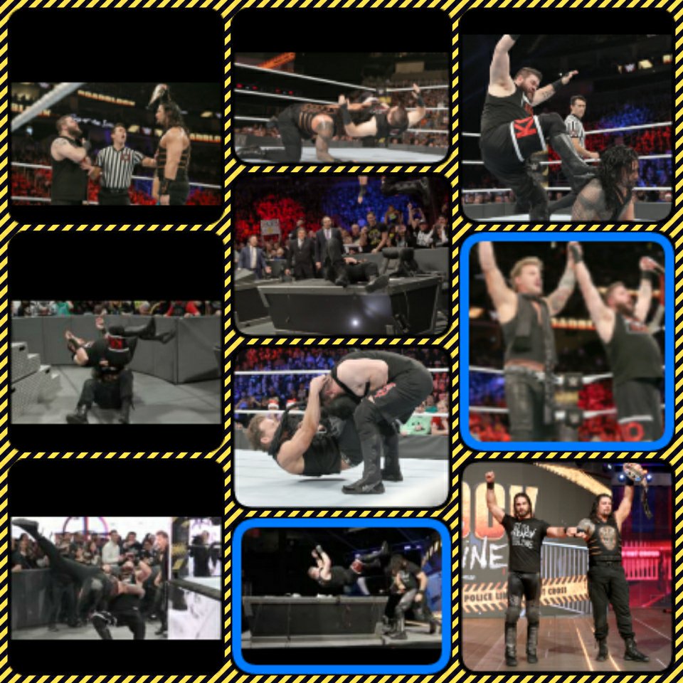 serialsactress's tweet photo. Kevin Owen retained the WWE universal championship help of Jericho!,@WWERoadblock16 https://t.co/jCoHdQ7ANa