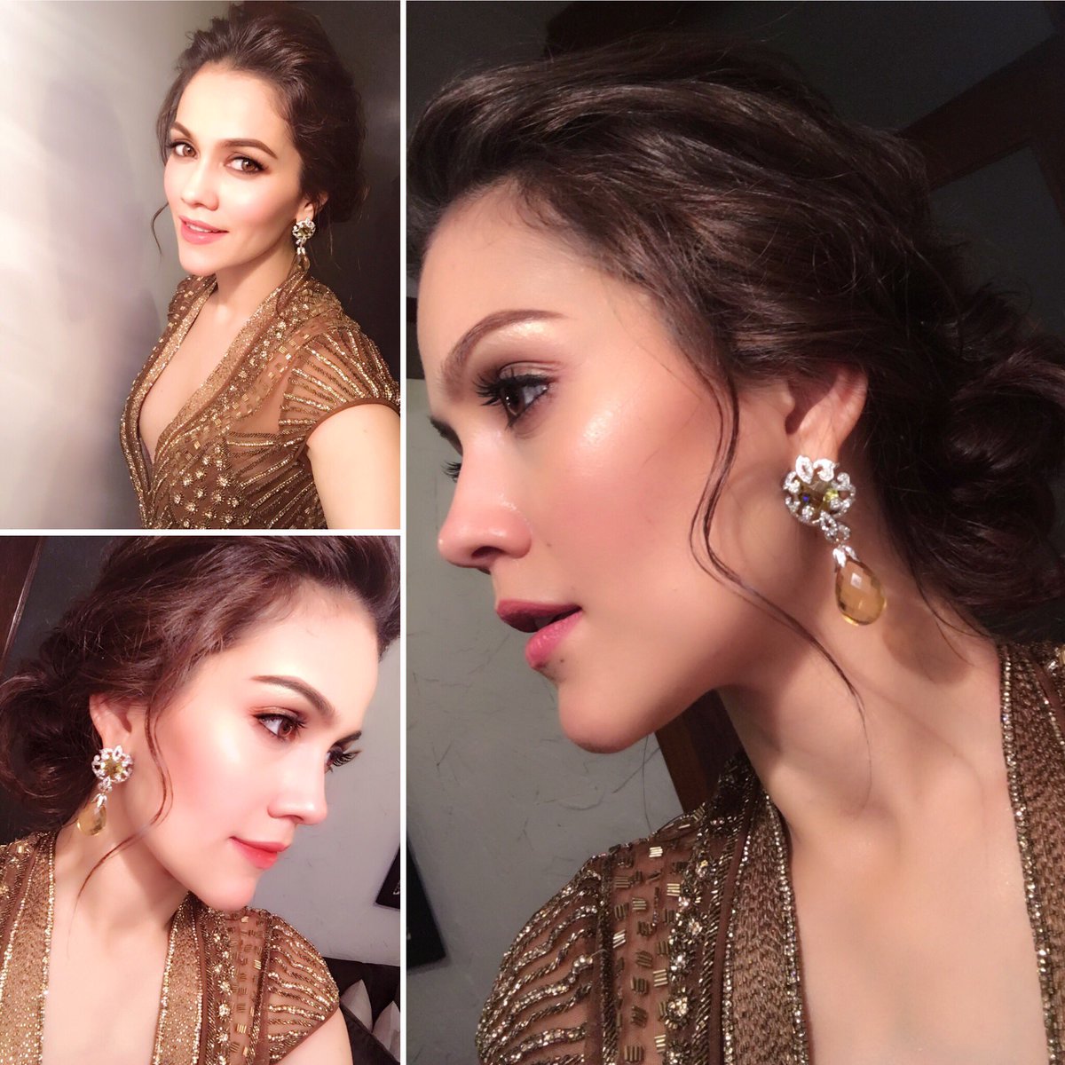 Iamwaluscha's tweet photo. Wearing these pretty earings from @SatyaniJ that go perfectly with this @falgunishanepea jeweled gown 4 #SansuiColorsStardustAwards. Luv thm https://t.co/8nCFPXjdm6