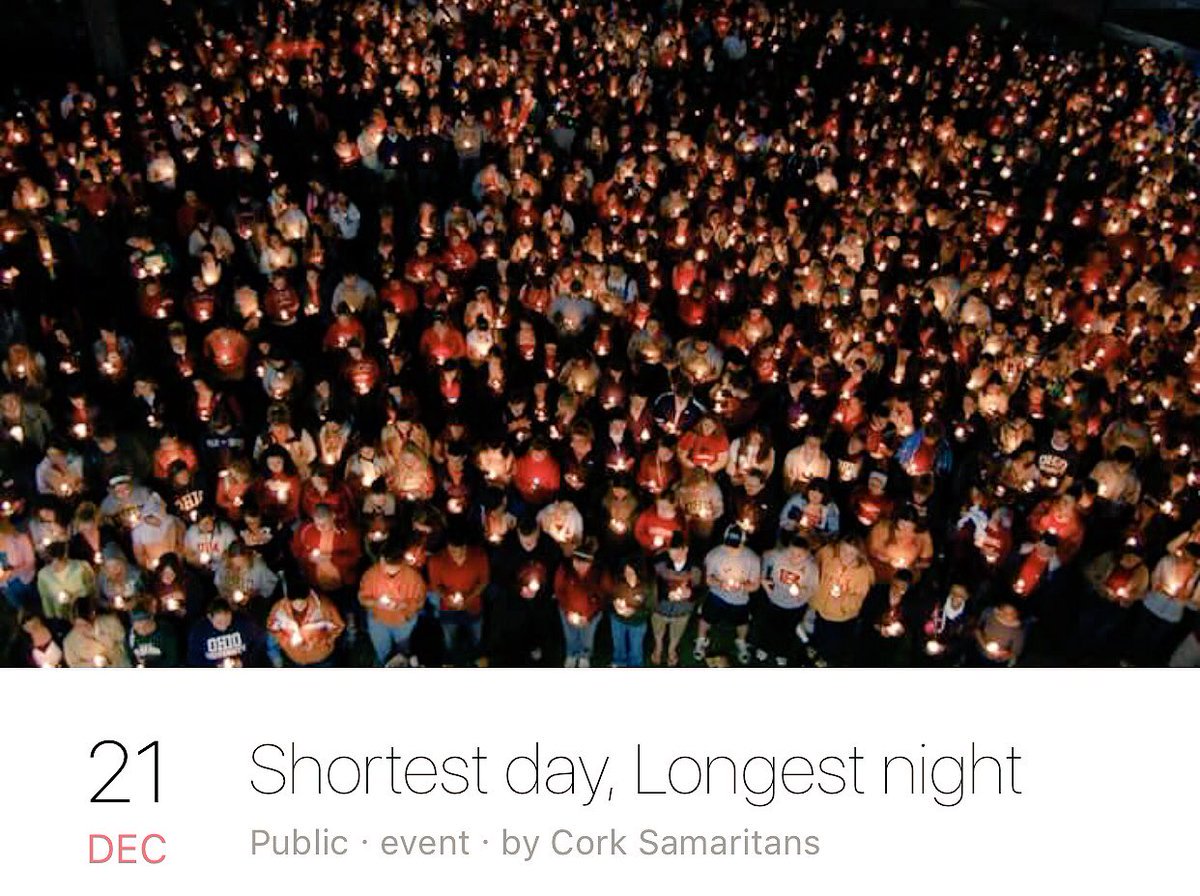 CorkSamaritans's tweet photo. Just over a day, to our candlelight ceremony on Grand Parade at 8pm on Wed 21st to remember all those who died and were affected by suicide, https://t.co/YF082nx9tw
