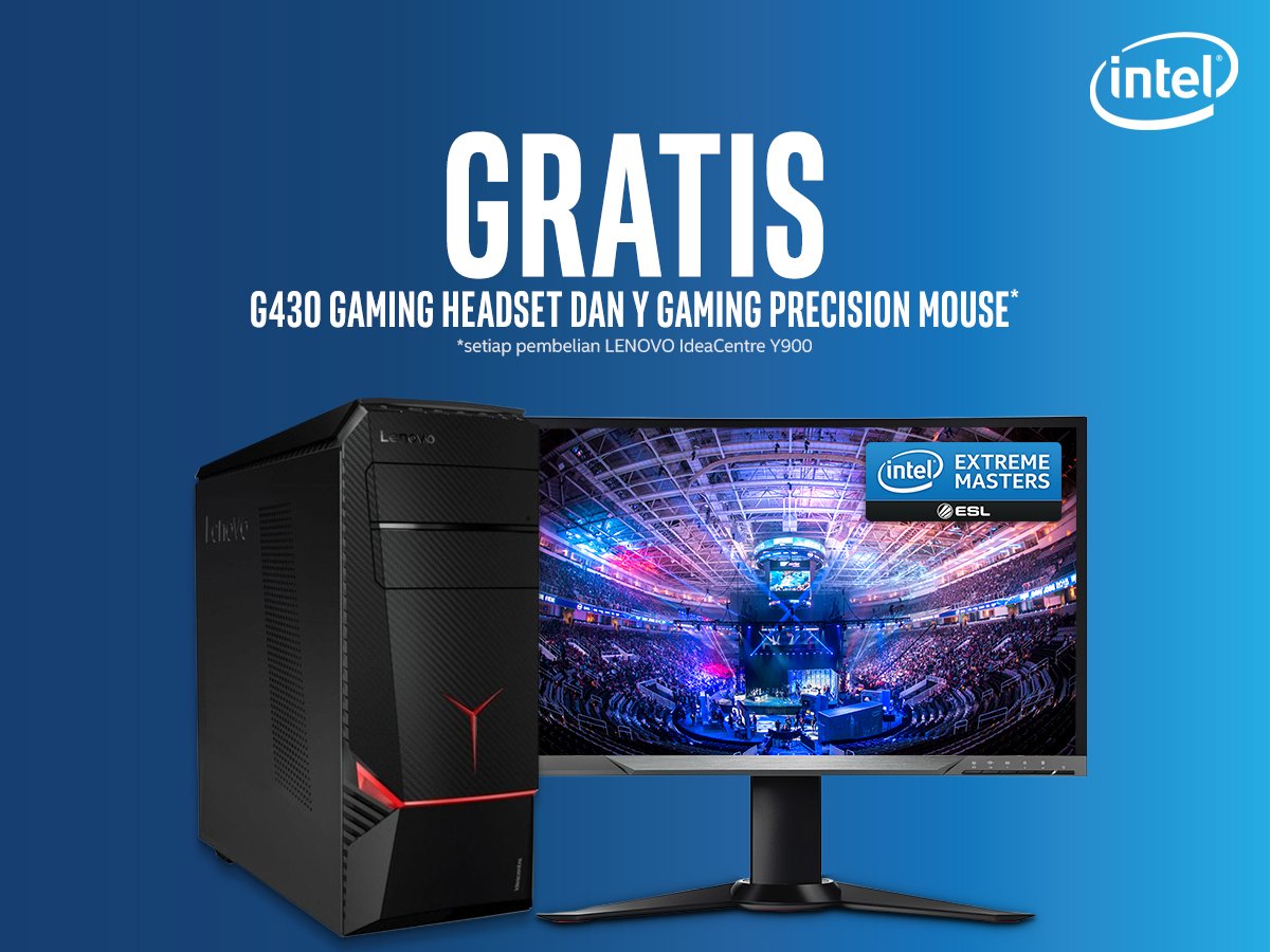 Intel_Indonesia's tweet photo. Dptkan gaming headset & gaming mouse utk pembelian @Lenovo_ID IdeaCentre Y900 di @bhinneka! https://t.co/UXzjb3JqqC #IntelExtremeMaster https://t.co/Qjjjn2UmCO