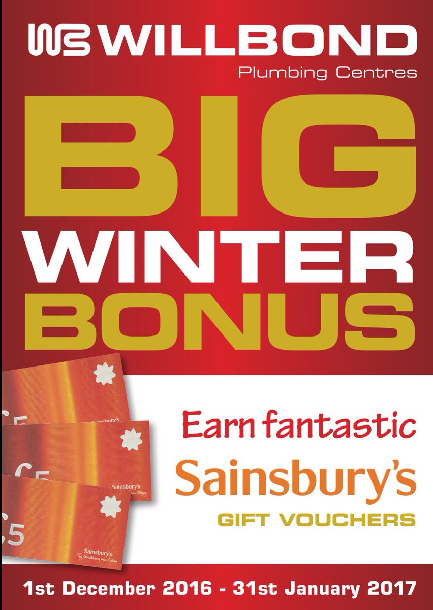 BIG WINTER BONUS get FREE Sainsburys vouchers on a huge range of products willbond.co.uk/trade/ call in &amp; see us #NG5