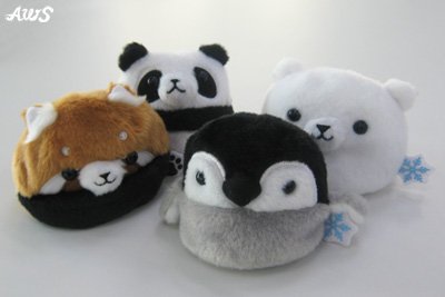 手のひらサイズのアニマルだんごぬいぐるみ(パンダ・レッサーパンダ