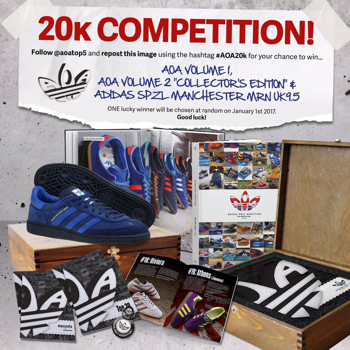 aoatop5's tweet photo. @CasualSaturdays, 20k giveaway over on our Instagram! Volume 1, Volume 2 "Collector's Edition" AND a pair of Manchester MRN (UK9.5). https://t.co/DPvUlIIwSE