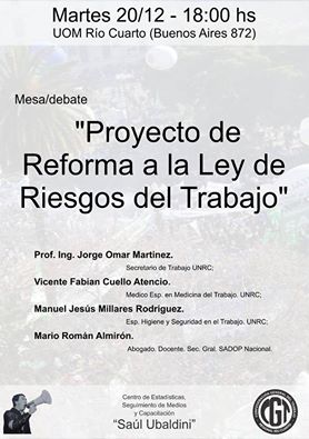 MROMANALMIRON's tweet photo. Hoy debatimos sobre los accidentes y enfermedades del trabajo desde la perspectiva de la prevención, en CGT Río IV, a las 18,30 hs https://t.co/NiqrhjEUBt