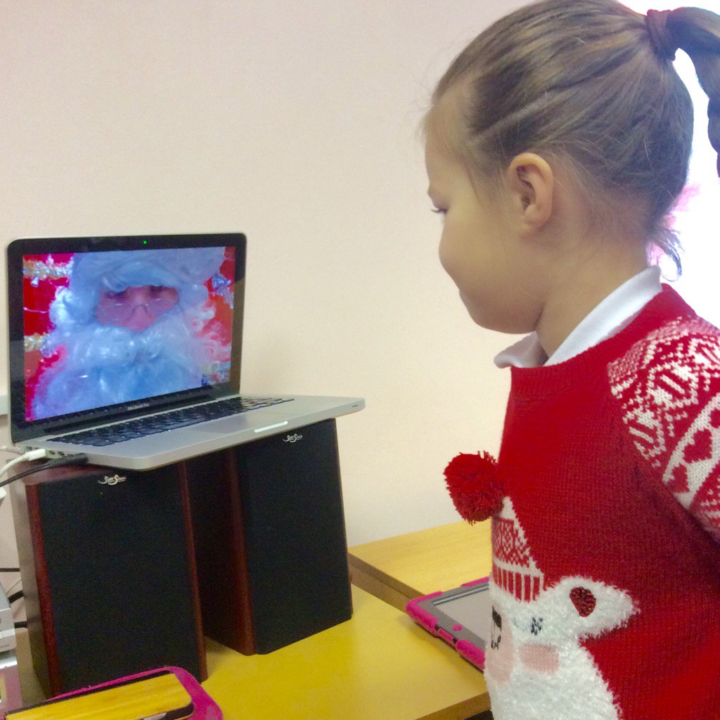 Some excited children speaking to Santa this morning #skypesanta