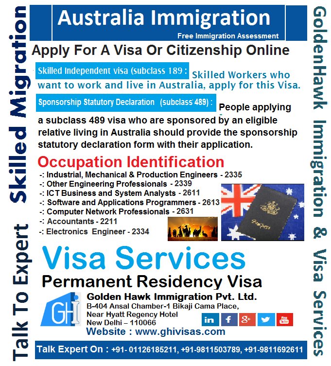 Apply For A Australia Visa Or Citizenship Online : #SkilledIndependentVisa (SubClass189) & #SponsorshipStatutoryDeclaration (SubClass 489)
