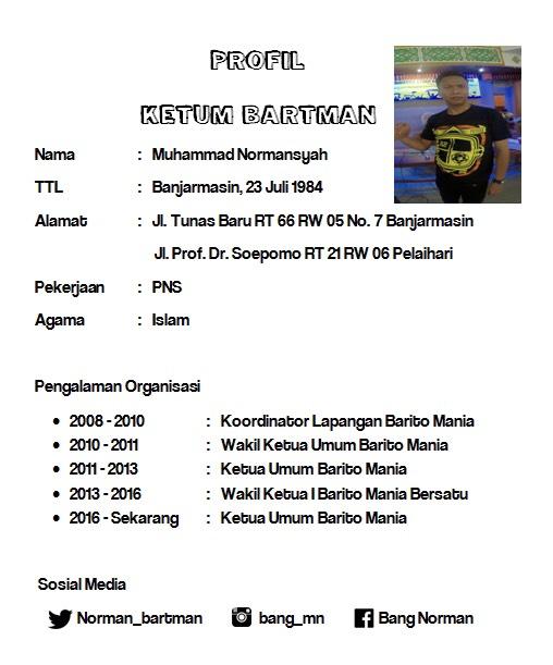 Berikut adalah profil singkat Ketua Umum terpilih Bartman periode 2016-2019. Cc: <a href="/Norman_bartman/">Norman</a>