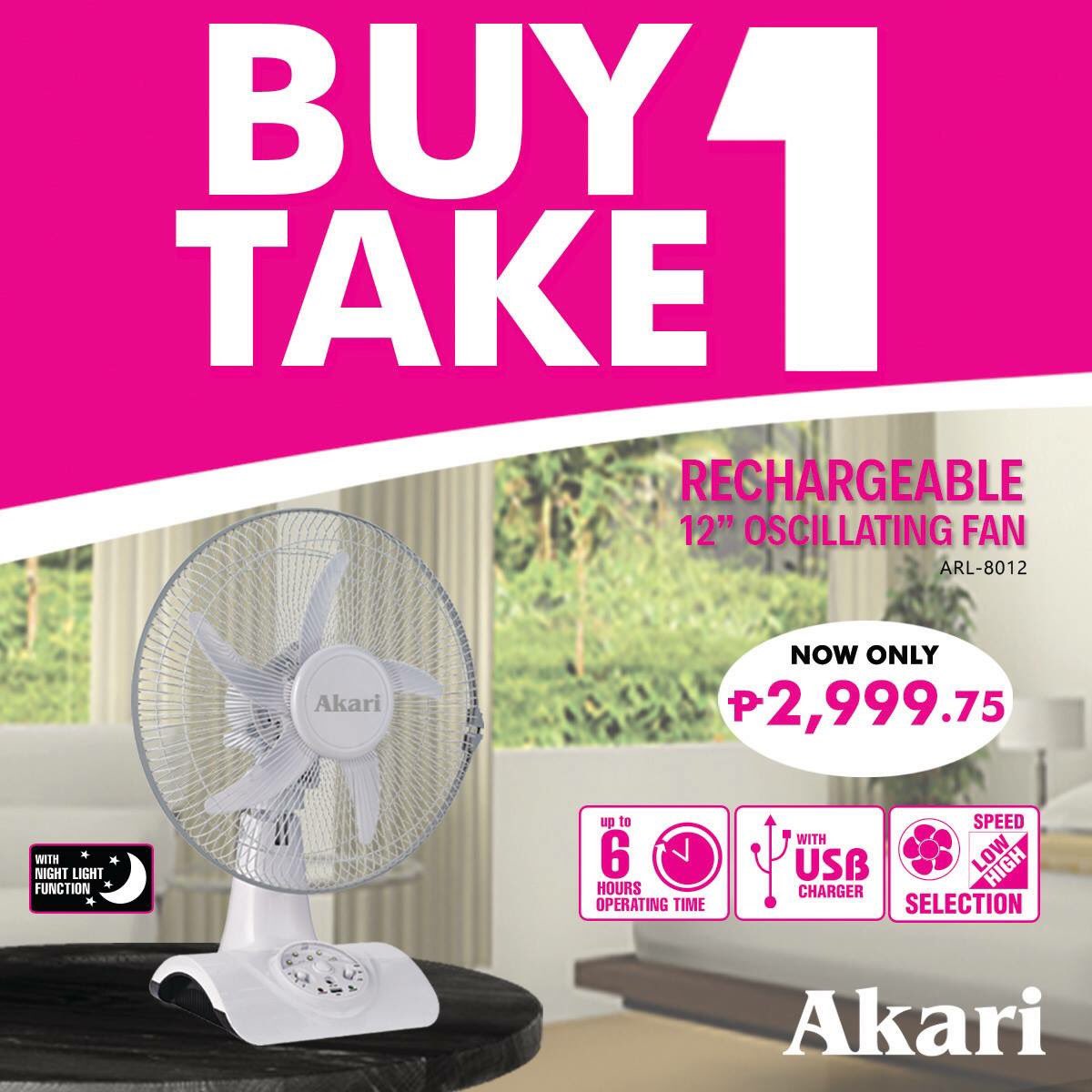 akari rechargeable fan