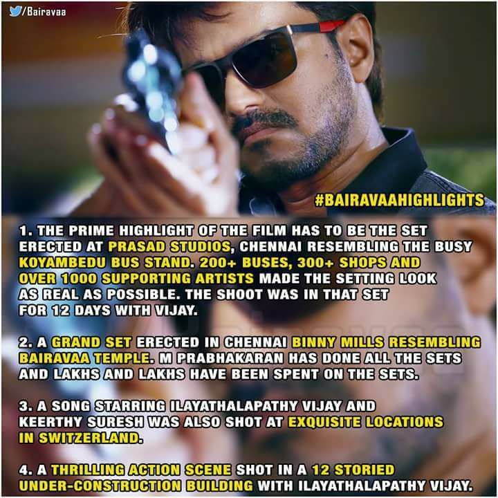 #Bairavaa Producer #PVenkatramaReddy has revealed some of the best moments in @Bairavaa which are the Prime Highlig…