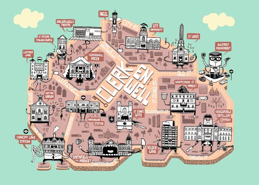 AFL_tweet's tweet photo. #4 Agustin Coll's map of our home turf Clerkenwell anthropomorphises buildings and explores their history. #MapWeek🌍 https://t.co/USD5HIFwTg