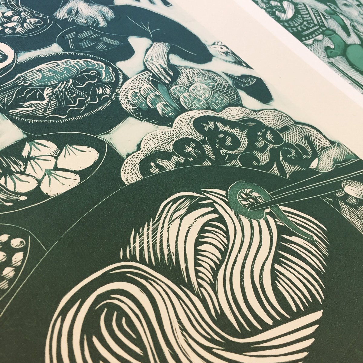 Enjoying a preview of some of the prints that will surround us in HKK during CNY. We're working with artist print-maker Wuon-Gean Ho #print