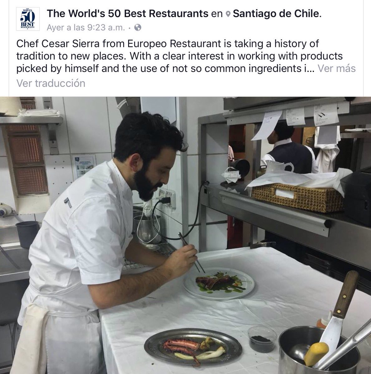 <a href="/TheWorlds50Best/">The World's 50 Best</a>: "Chef Cesar Sierra from Europeo Restaurant is taking a history of tradition to new places".
