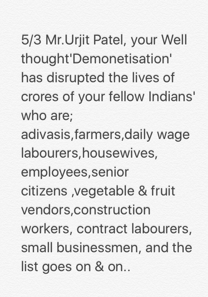 Jana Sena founder Pawan Kalyan slams RBI Governor Urjit Patel on ground level reality of Demonetisation project, addresses disrupted lives of adivasis, farmers, daily wage labourers, housewives, employees, senior citizens, vegetable vendors, construction workers, contract labourers, small businessmen etc.