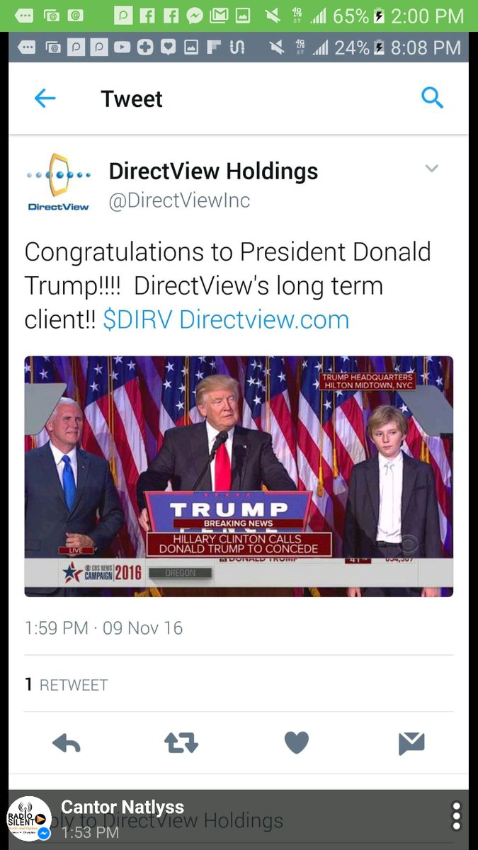 RadioSilentplay's tweet photo. $DIRV .0009 added 8s @realDonaldTrump related stock #ElectoralCollege votes #Trump in #Germany #attacks @DirectViewInc #Securitystock #load https://t.co/GxaeqObv5O