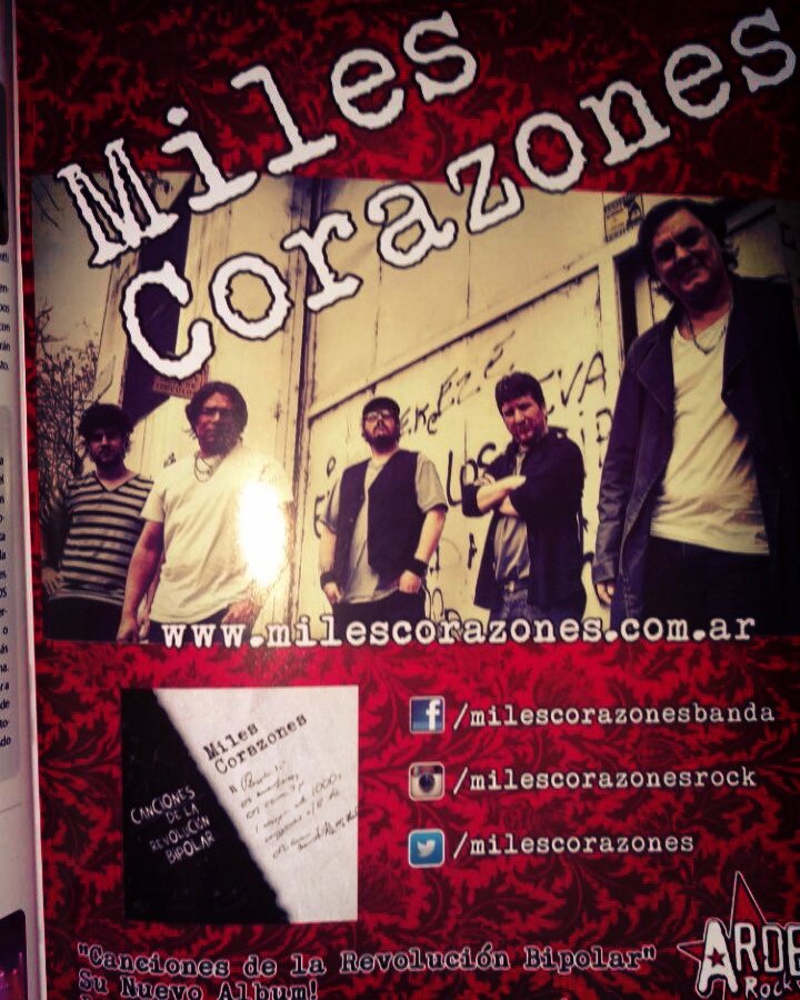 MilesCorazones's tweet photo. Miles Corazones - Canciones de la Revolucion Bipolar @riquimiles @RubenMILESCORAZ @BrunoCaronia #arderockandroll https://t.co/78nabuGD1g
