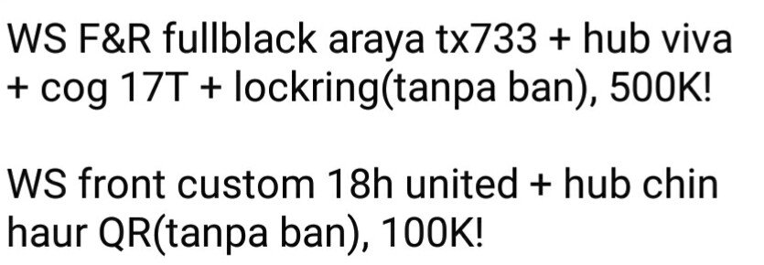 TMXIE's tweet photo. WTS 2nd WS F&amp;R fullblack tx733 &amp; ws front custom 18H(exc tyre). Minat langsung ke CP di bio. Tkx! #fnfjb #fpjb #rbjb #TMXJB https://t.co/sXvegGtiu5