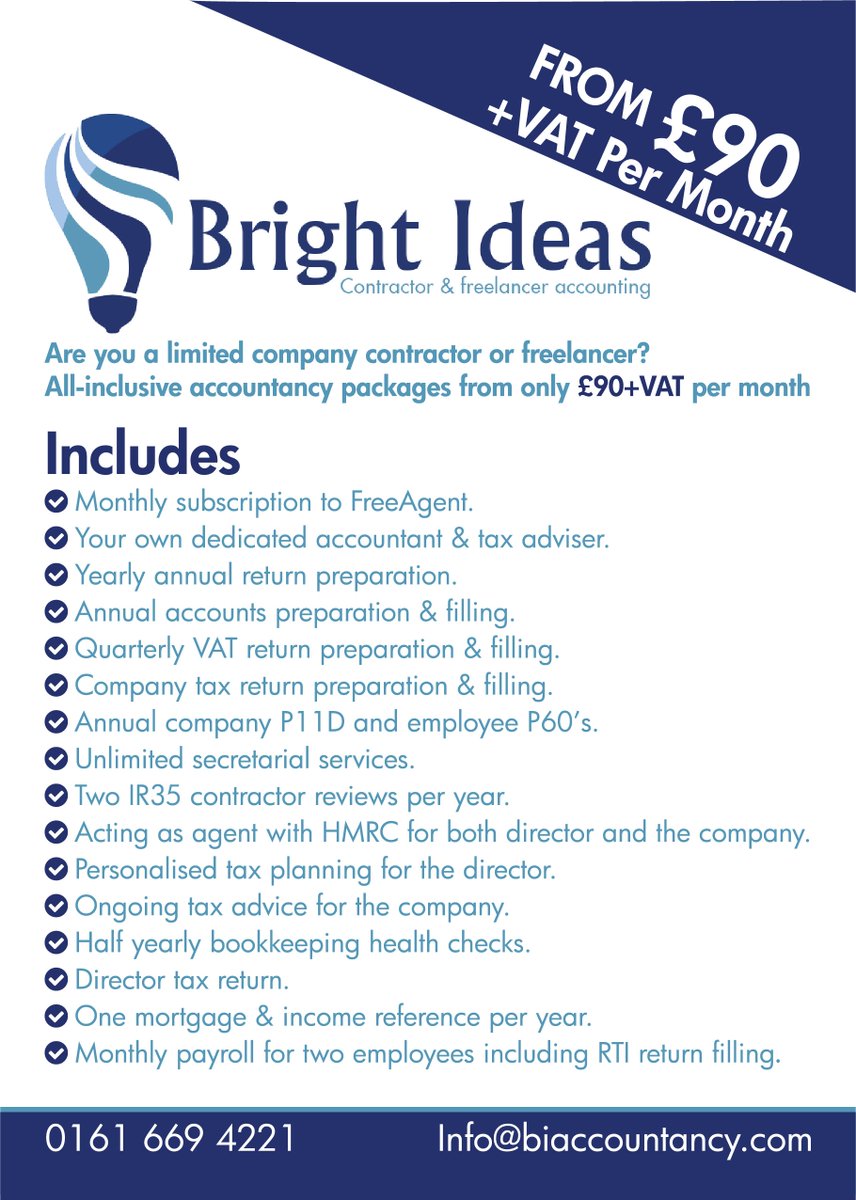 All inclusive #accountancy packages for #Ltd #contractors &amp; #freelancers from only £90+VAT per month! Visit biaccountancy.com