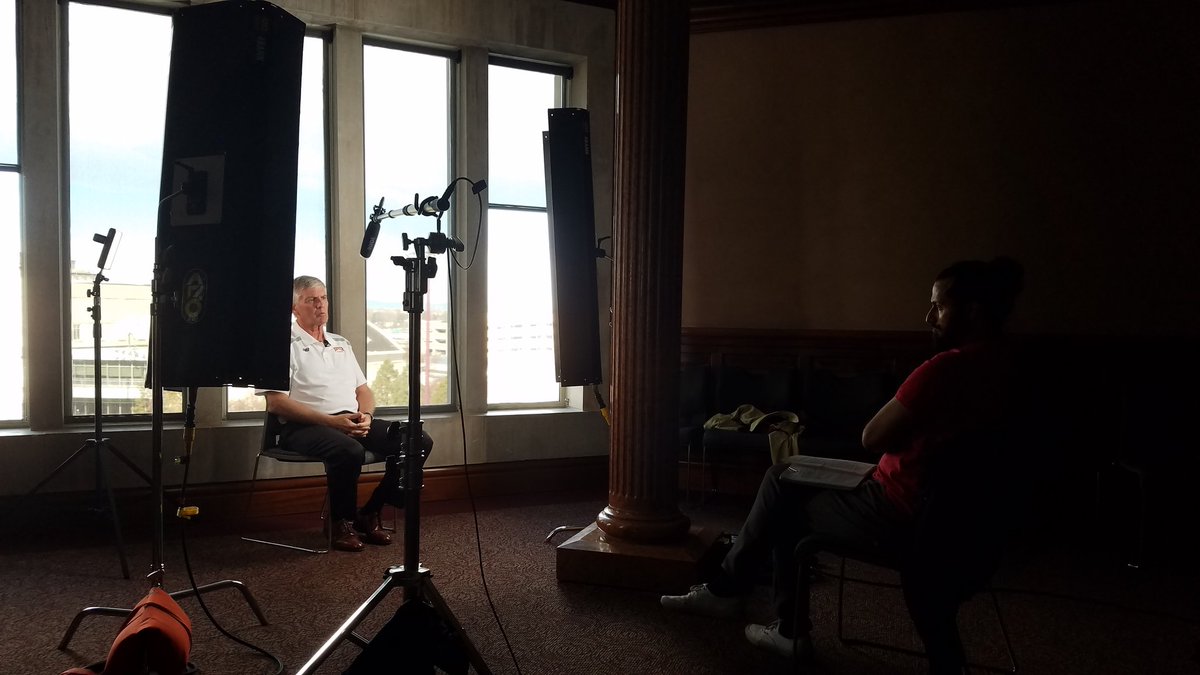 DU_MLAX's tweet photo. .@DUCoachTierney filming his final interview for #RushForTheGold with @7andCO #DU1NATION https://t.co/KRmPO5MlQm