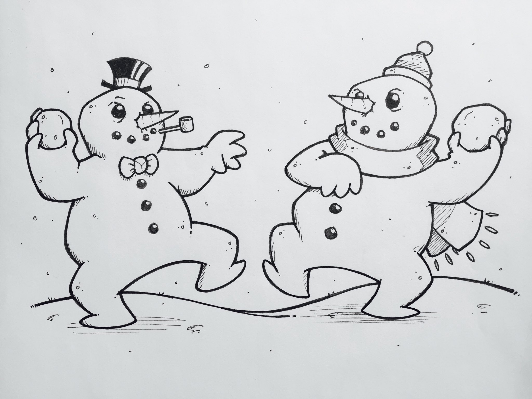 Steve Armstrong on Twitter: "Snowman Showdown #snowman #snow #snowballfight  #winter #snowball #drawing #doodle #sketch https://t.co/RPvYE52z0M" /  Twitter