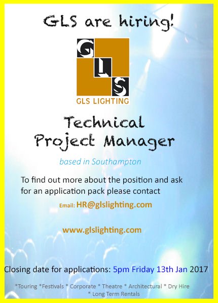 GLSLighting's tweet photo. New Year, New Challenge?   Why not join our family?   GLS Lighting are looking for a new Technical Project Manager. Drop us a line! https://t.co/neqi6Rl1YZ