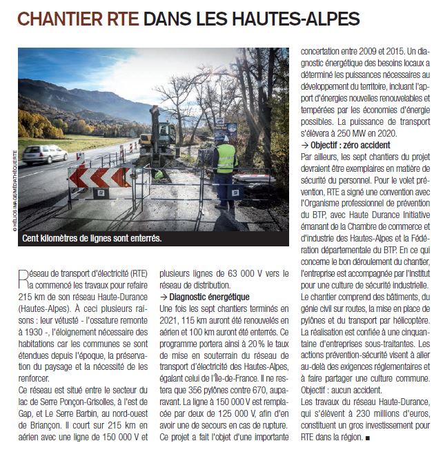 RTE_med's tweet photo. [PRESSE] Chantiers RTE dans les #HautesAlpes : objectif zéro #accident avec @culturesecurite @FNTP_info https://t.co/Iray72S2OP