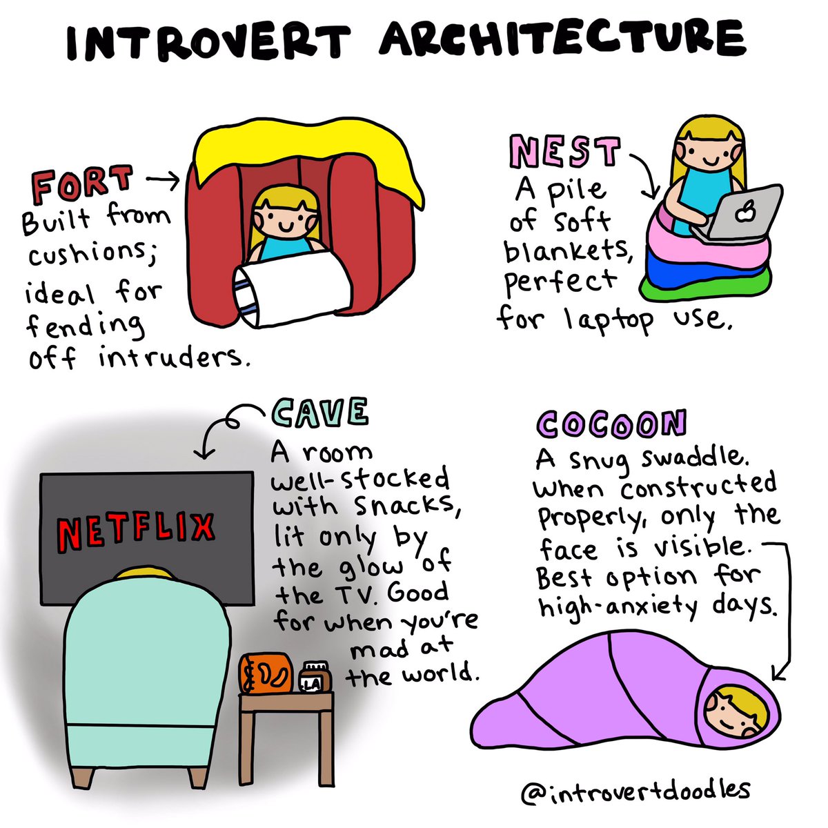 IntrovertDoodle's tweet photo. Vote for your favorite! (See more comics at https://t.co/uQBLRxe2IS) #introvert #selfcare https://t.co/jUvEJPCwMu