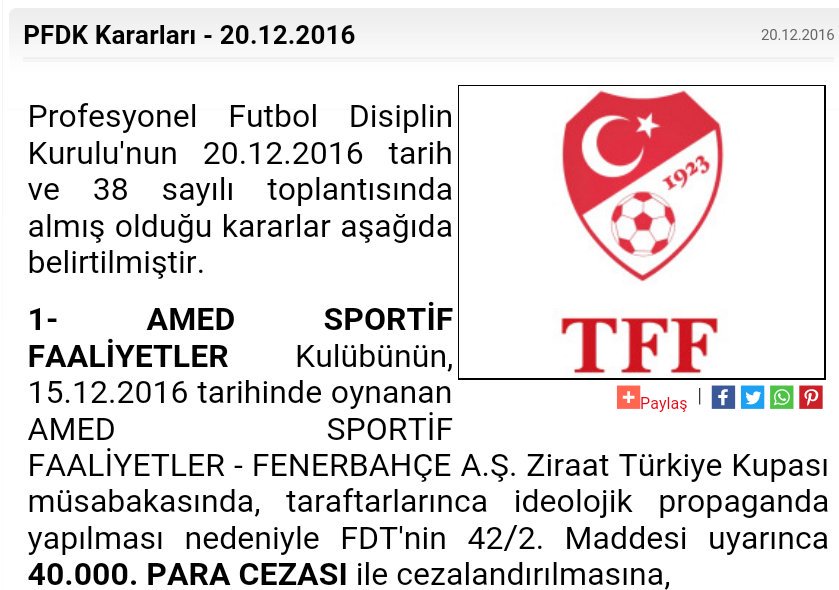 amedskofficial's tweet photo. 10 yıldır Diyarbakır tribünlerinde söylenen bir taraftar marşı için bugün bize ceza verilmesi bir akıl tutulmasıdır.
Yazıklar olsun sizlere. https://t.co/KagxbCjiiG