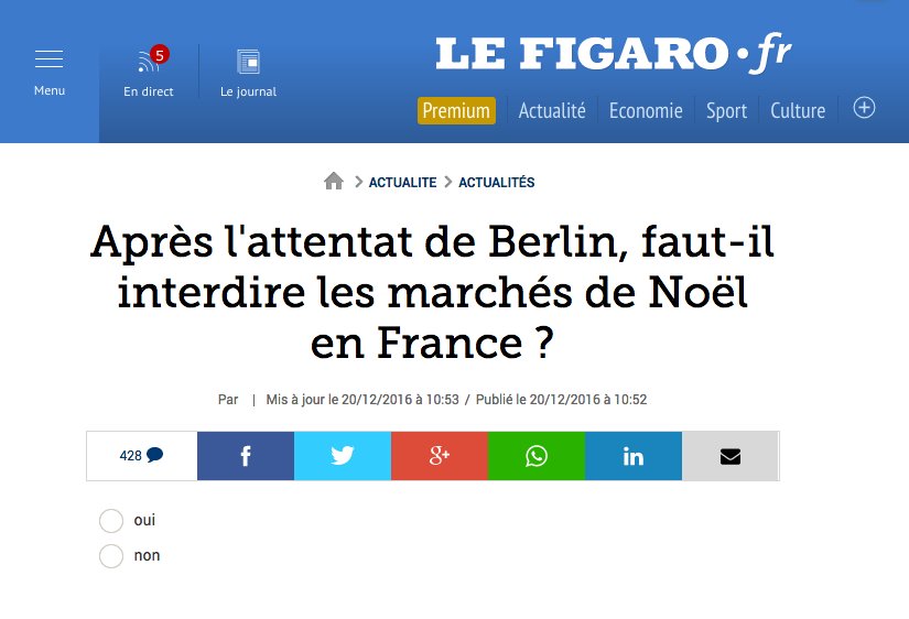 SteeveBriois's tweet photo. Et pourquoi pas interdire carrément Noël pour faire plaisir aux islamistes ? Quelle honte de poser cette question @Le_Figaro ! #Soumission https://t.co/h0htlf1jyr