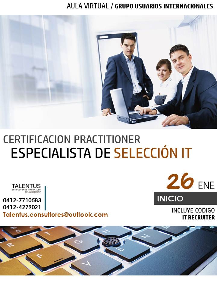 talentusca's tweet photo. Certificacion Practitioner Especialista de Seleccion IT - Aula Virtual #Talentus #Formacion #Reclutamiento #IT #ITRecruiter https://t.co/XwGAhYfuEZ