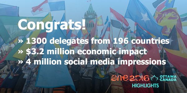 Congratulations to <a href="/Ottawa_Tourism/">Ottawa Tourism</a> and the volunteer organizers on an extremely successful <a href="/OYWOttawa/">OYWOttawa</a> conference! ow.ly/8tCV307iNyK