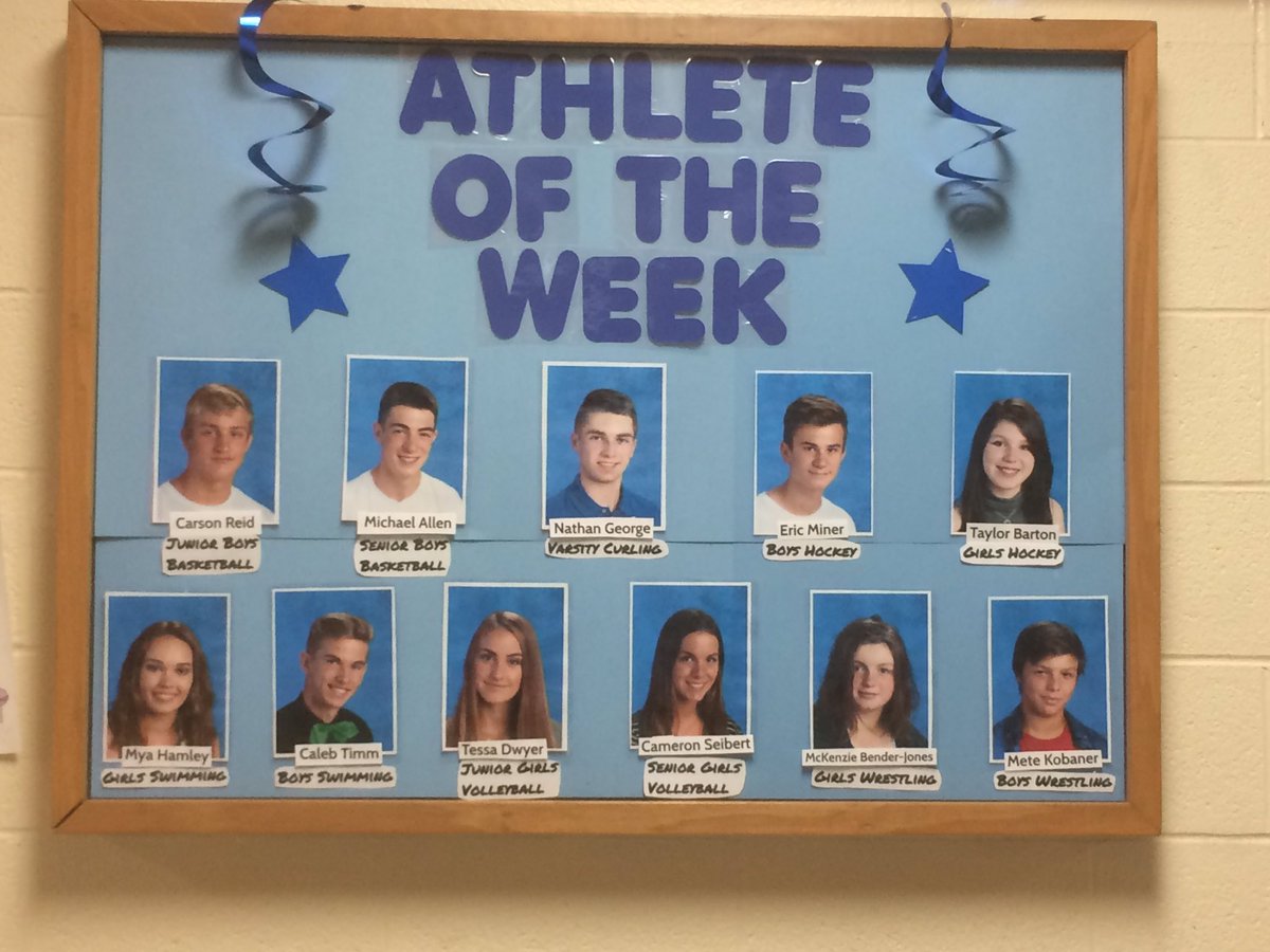 This weeks Athlete of the Week is posted in the gym hallway. Come check it out!