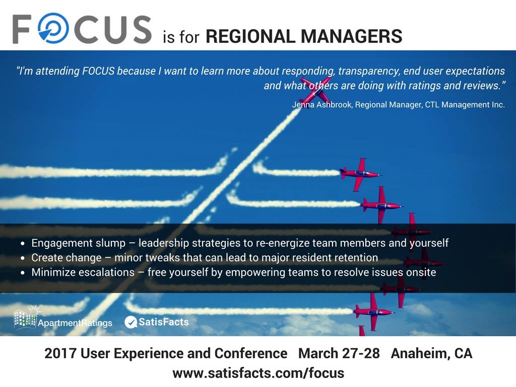 FOCUS is for all multifamily professionals! Join us at the Disneyland resort to Learn-Stay-Play! 2017 Online Renter Study to be revealed!