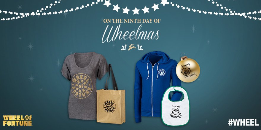 WheelofFortune's tweet photo. Happy 9th day of #Wheelmas! Play today's Toss-Up @ 10am PT for your chance to WIN $25 worth of #Wheel gear! Category: LIVING THINGS! https://t.co/HnzMmRVqgA