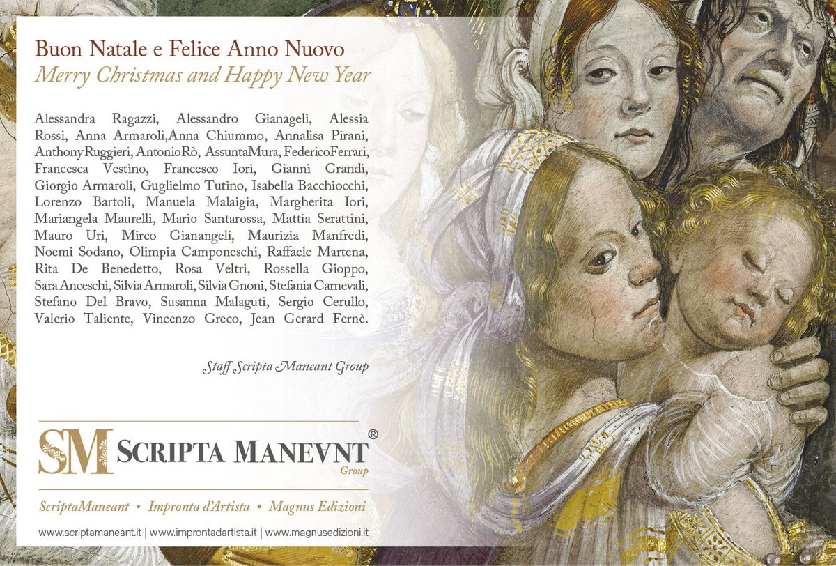 scriptamaneant's tweet image. AUGURI DI #BUONE #FESTE!
Con stima e gratitudine da tutto lo staff Scripta Maneant Group #ChristmasWeek #Xmas #holydays #gift #books #luxury