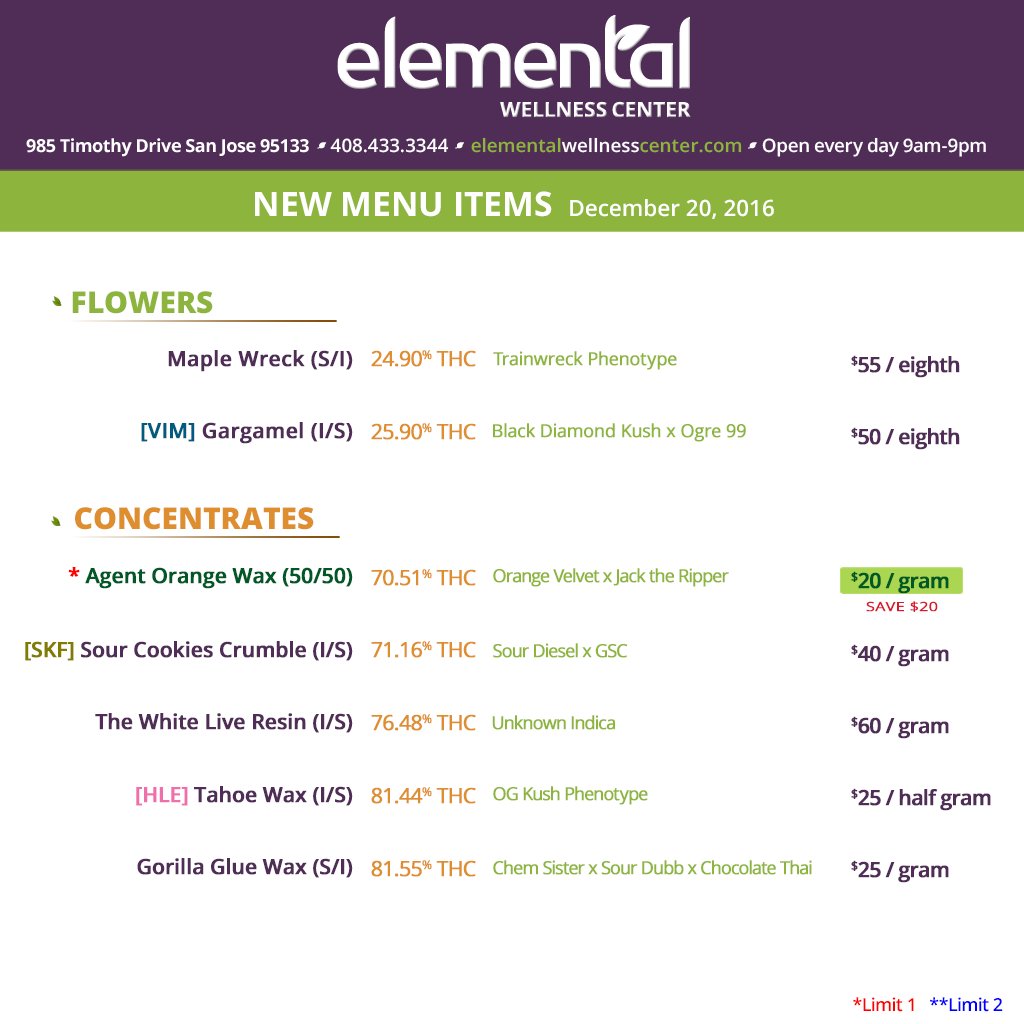 Elemental2009's tweet photo. MENU UPDATE >> #MapleWreck sticks to the top shelf + #GorillaGlue #Wax in @ 81% #THC π¦ #elementalupdate https://t.co/BUaDvKgwxO