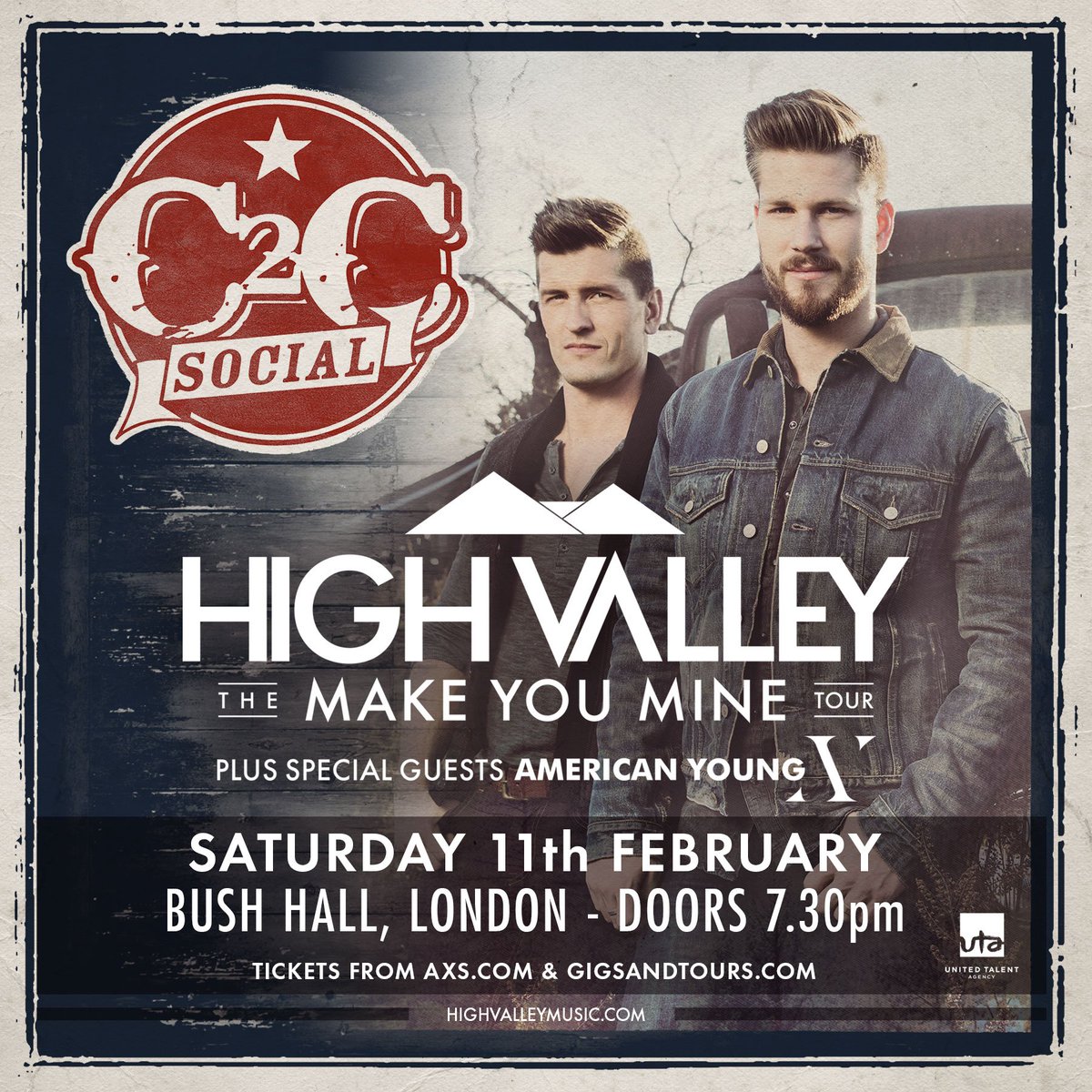 C2Cfestival's tweet photo. The great @american_young will be supporting @HIGHVALLEY at the #C2CSocial in Feb 2017! πΊπΈπ¬π§ https://t.co/VdzqUqybbY