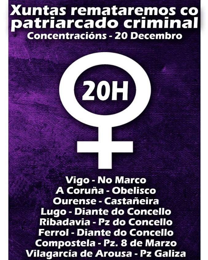 Hoxe en #Vilagarcía, concentración ás 20h na Praza de Galicia  contra os asasinatos machistas. #ninunhamenos