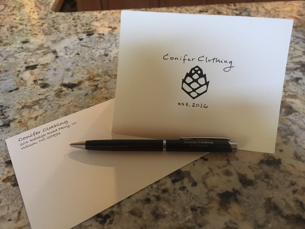 coniferclothing's tweet photo. Each one of our customers receives a handwritten thank-you note as a token of our appreciation! https://t.co/lljLyaLnvs