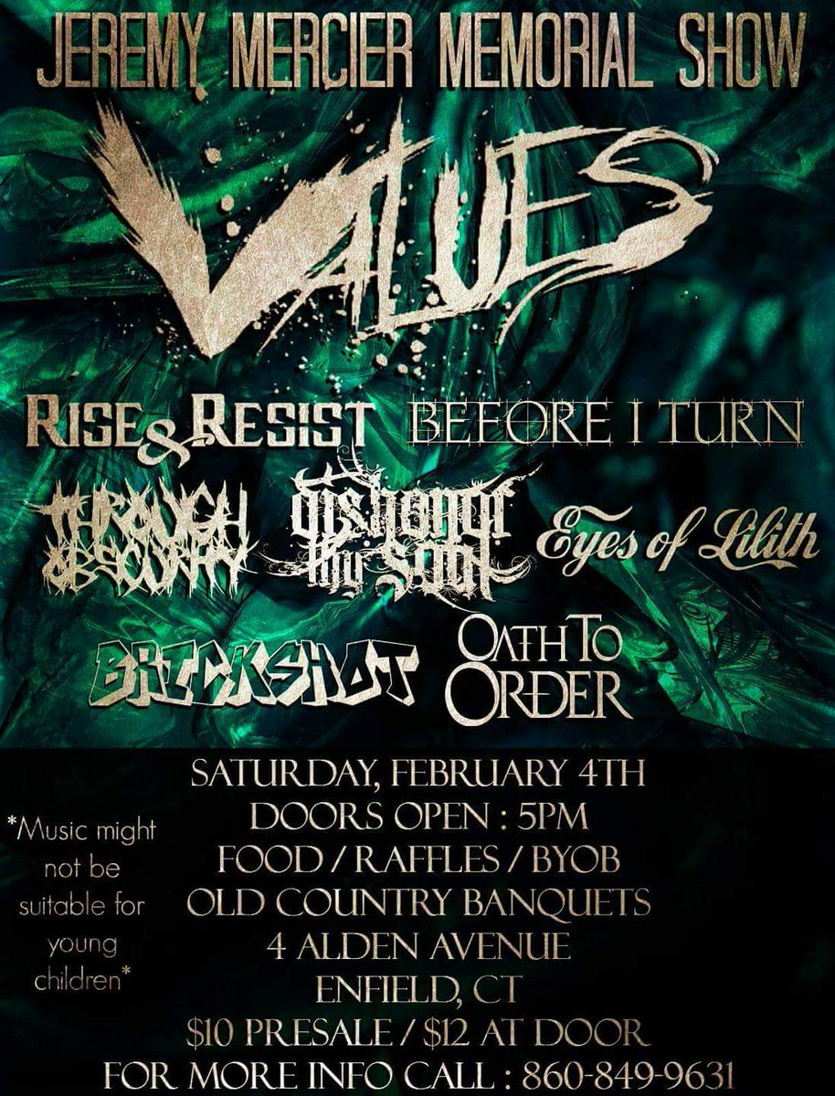 This is a benefit show for a teen who tragically passed recently. Jeremy supported the local scene greatly. Throw down in his honor.