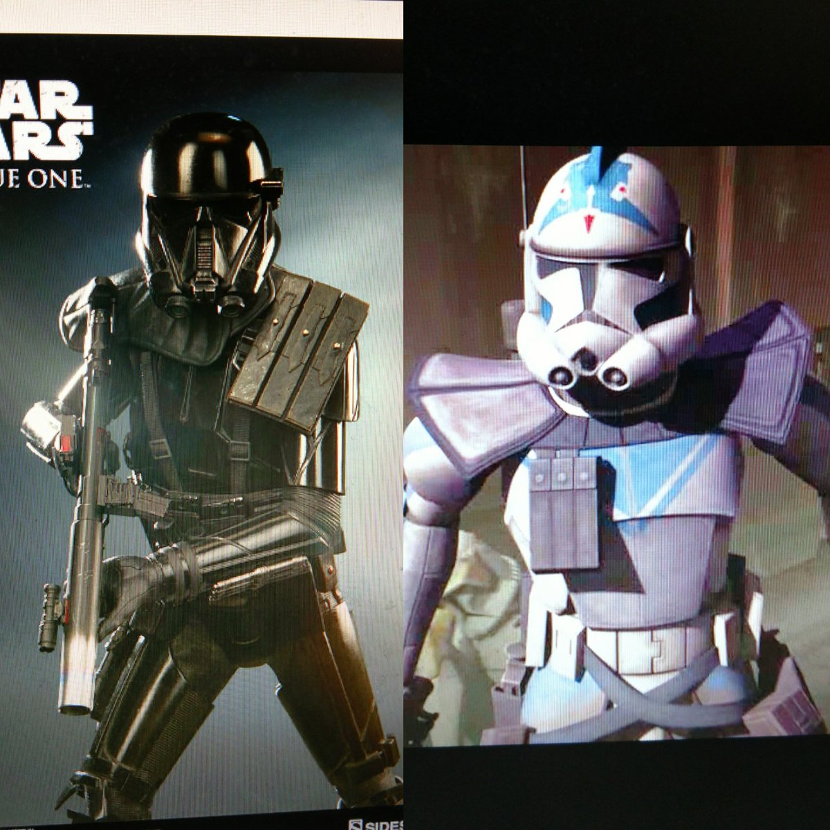 AngryJoeShow's tweet photo. @Ledgendari @Ledgendari I feel like the Death Troopers are fairly different from the ARC Trooper, perhaps materials research? #SWCanonChat https://t.co/HVENFUBPDr