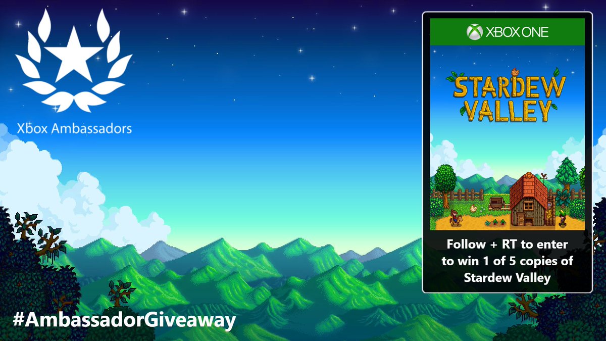 XboxAmbassadors's tweet photo. Want a copy of #StardewValley by @ChucklefishLTD? Enter this #AmbassadorGiveaway by following @XboxAmbassadors &amp; RT for a chance to #win! https://t.co/jP3EzV0ikF