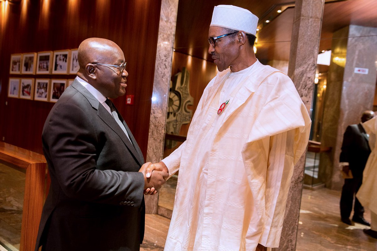 MBuhari's tweet photo. Pleased to welcome the President-elect of the Republic of Ghana, @NAkufoAddo, to the State House today. I look forward to working with him https://t.co/byPGzm0Za4