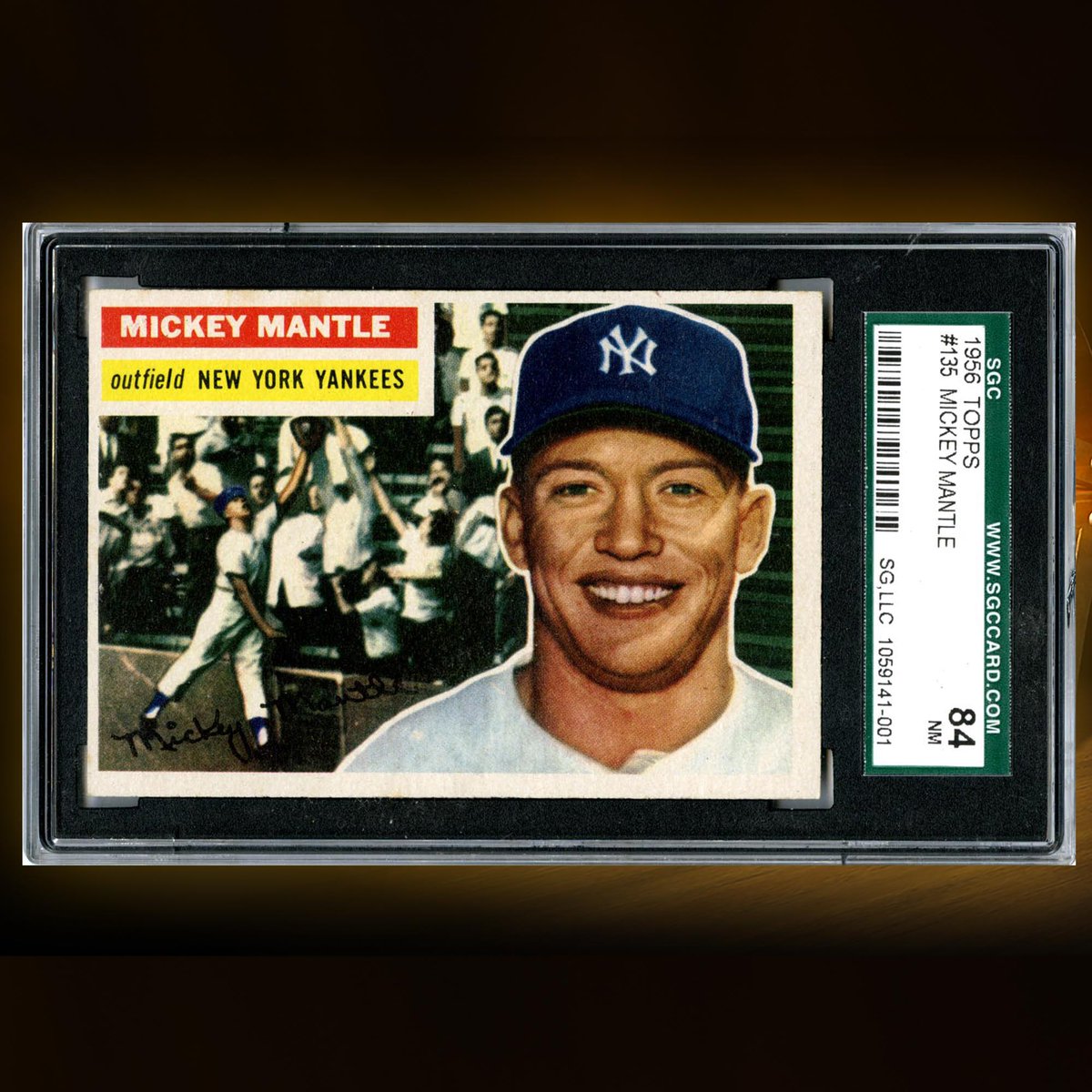 CollectWheeler's tweet image. No. 7 on the 12 Days of Redemptions is this 1956 Topps Mickey Mantle card (SGC 84). Whoever claimed this made sure it was "Safe at Home."