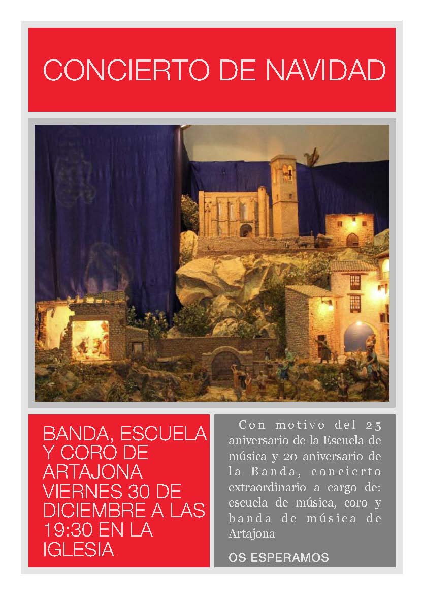 bandadeartajona's tweet photo. El próximo 30 de diciembre, a las 19:30 en la Iglesia concierto de Navidad. Escuela, Banda y Coro de Artajona. https://t.co/2aaYJaHUYd