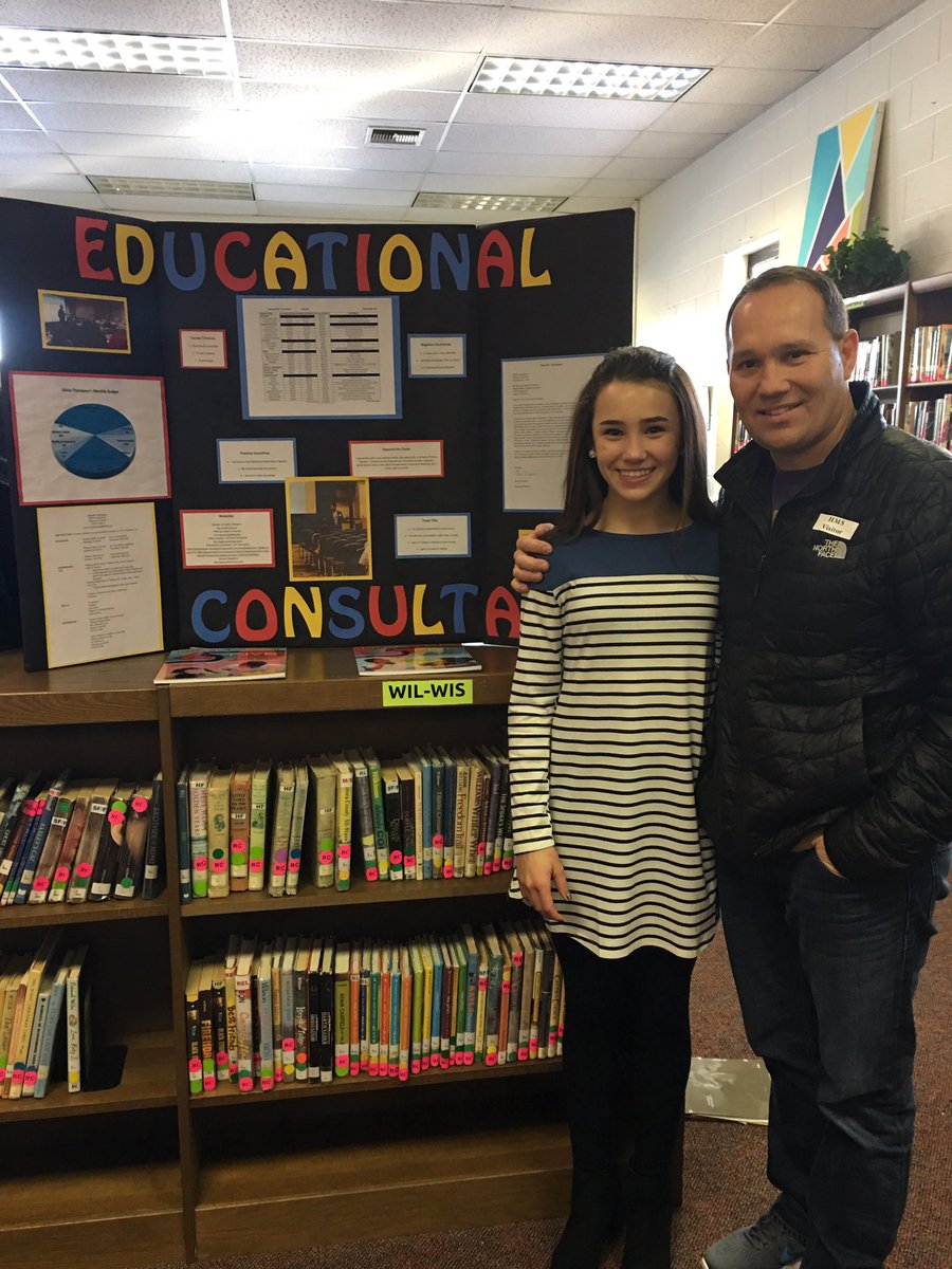 Couldn't be more proud! Choosing to follow in her dad's footsteps. She wants to 'help kids and reduce teacher stress!' #8thgradecareerfair