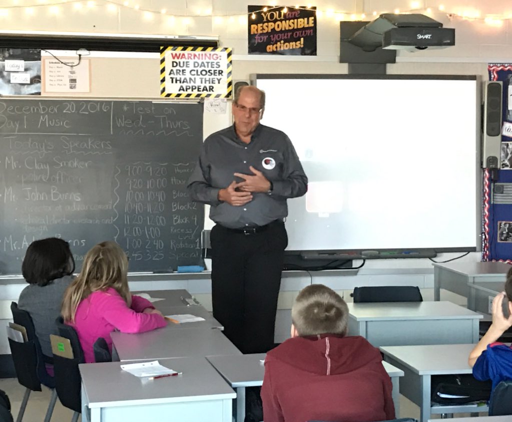 Hoffer6thGrade's tweet photo. Mr. Burns shared about his unique job as a chemist and a director of advancement for a nonprofit. #careerweek #SalisburyElemProud https://t.co/vwkWUKHQyc