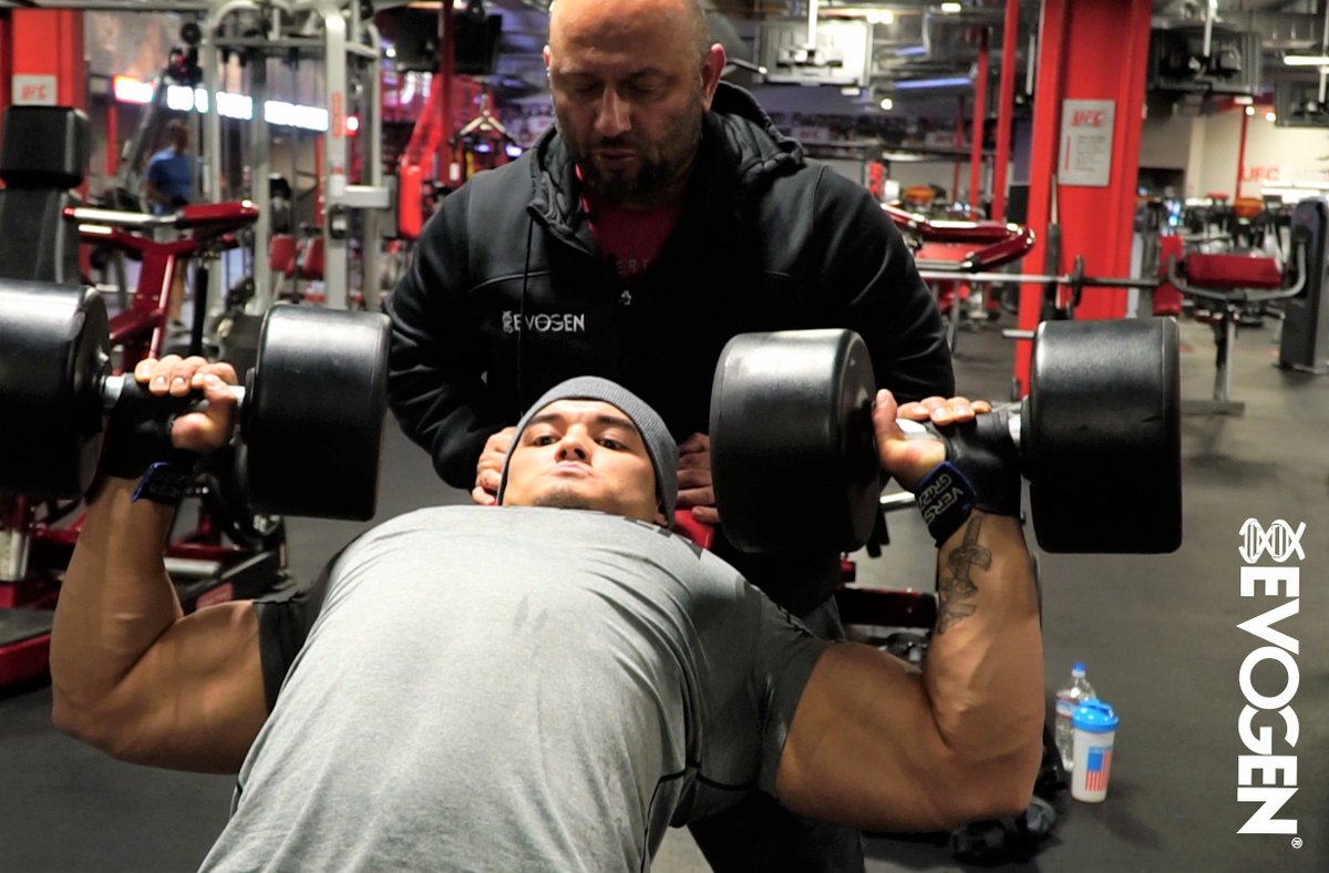 EvogenNutrition's tweet photo. Got Chest? Need MORE!? Get a few #EvoTips from The Pro Creator @HanyRambod as he trains #CHAMP @JeremyBuendia3x 💥 https://t.co/6MlYfm3xwF https://t.co/HUGvGWBfcO