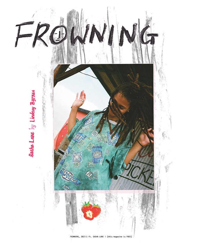 frowningmag's tweet photo. 🍓 SASHA LANE covers 'FROWNING, 2017:1' 🍓
shot by the legendary lindsey byrnes
out --- january 2017 https://t.co/gmYSEibIy4
