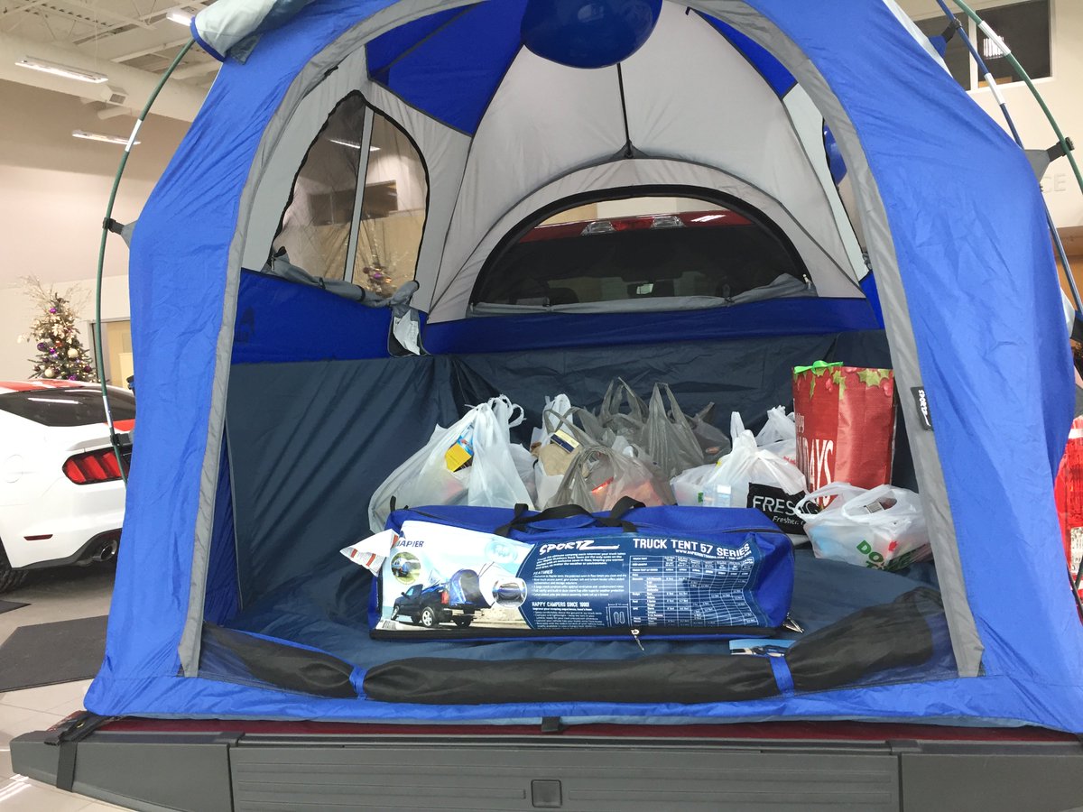 edlearnford's tweet image. Thanks @NapierOutdoors for the Sweet Tent setup on our @CommunityCare F150! Please help us fill this truck with toys and food for the needy!
