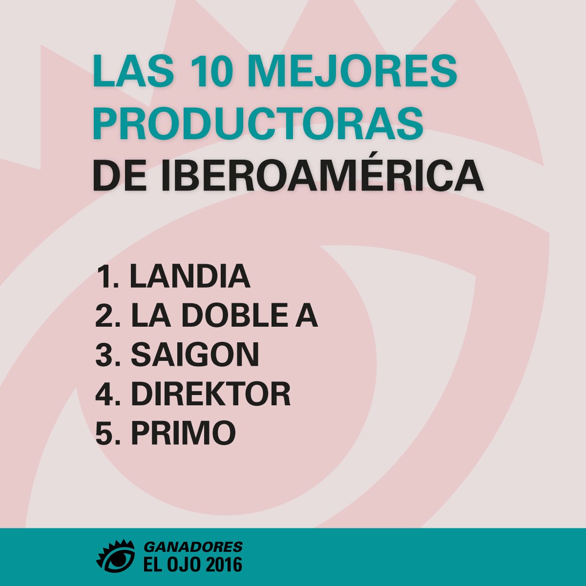elojofestival's tweet photo. ¡El Top 10 de las Mejores Productoras y sus directores con mejor desempeño! https://t.co/jKLZVQBTqx #ElOjo2016 https://t.co/mIbQqqy2lv